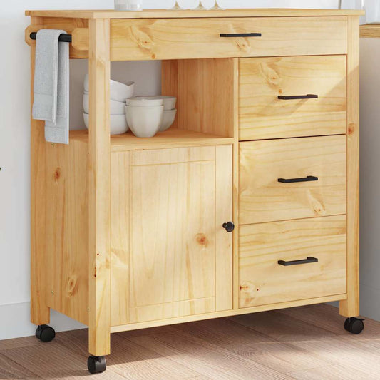 Kitchen Trolley MONZA 84x40x88.5 cm Honey Wax Solid Wood Pine