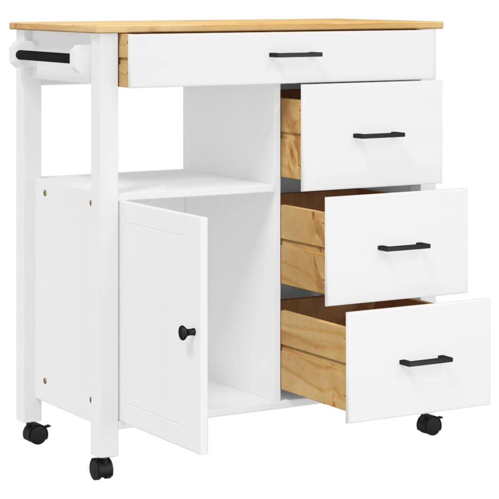 Kitchen Trolley MONZA 84x40x88.5 cm Solid Wood Pine