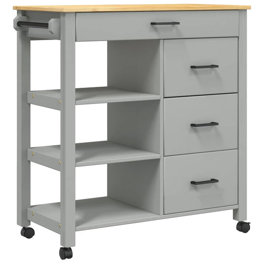 Kitchen Trolley MONZA 84x40x88.5 cm Grey Solid Wood Pine