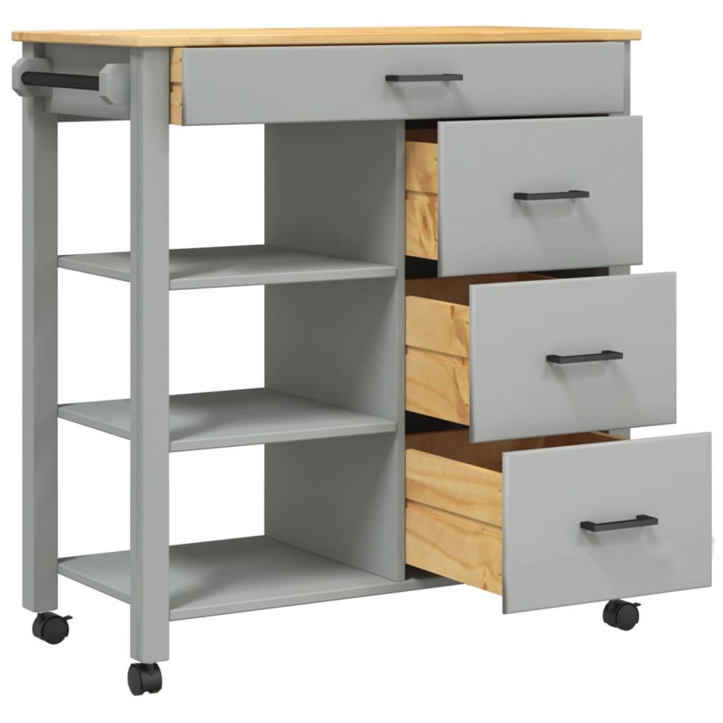 Kitchen Trolley MONZA 84x40x88.5 cm Solid Wood Pine