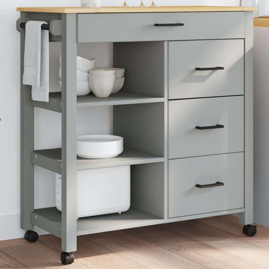 Kitchen Trolley MONZA 84x40x88.5 cm Grey Solid Wood Pine