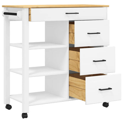 Kitchen Trolley MONZA 84x40x88.5 cm Solid Wood Pine