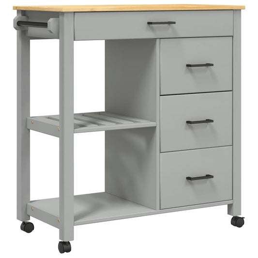 Kitchen Trolley MONZA 84x40x88.5 cm Grey Solid Wood Pine