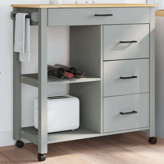Kitchen Trolley MONZA 84x40x88.5 cm Grey Solid Wood Pine