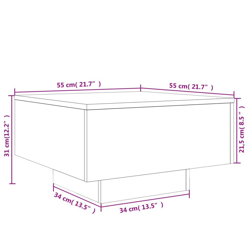 Coffee Table Sonoma Oak 55x55x31 cm Engineered Wood