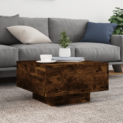 Coffee Table with LED Lights Smoked Oak 55x55x31 cm