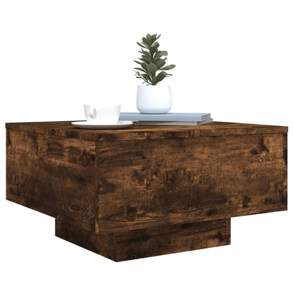 Coffee Table with LED Lights Smoked Oak 55x55x31 cm