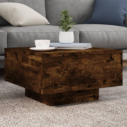 Coffee Table with LED Lights Smoked Oak 55x55x31 cm