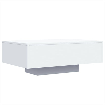 Coffee Table with LED Lights White 85x55x31 cm