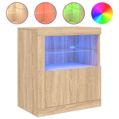 Sideboard with LED Lights Sonoma Oak 60,5x37x67 cm