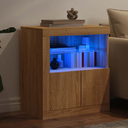 Sideboard with LED Lights Sonoma Oak 60,5x37x67 cm