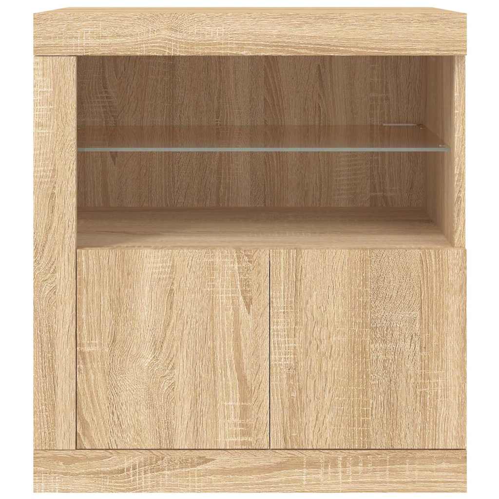 Sideboard with LED Lights Sonoma Oak 60,5x37x67 cm