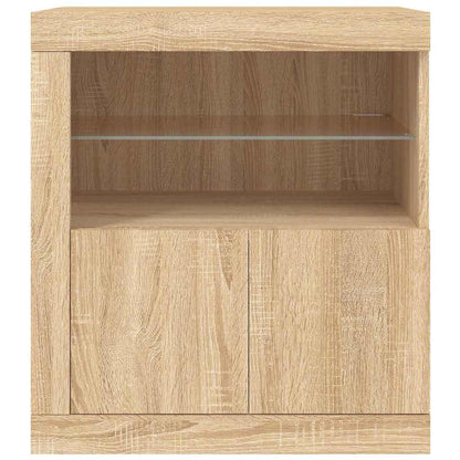 Sideboard with LED Lights Sonoma Oak 60,5x37x67 cm