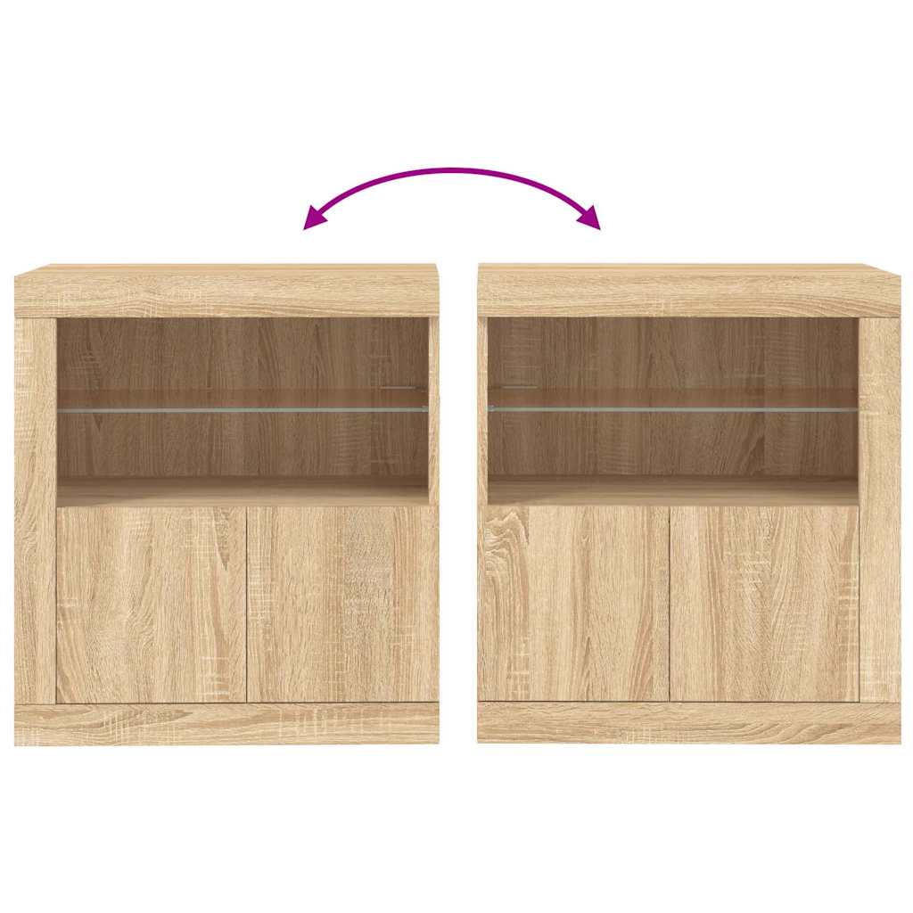 Sideboard with LED Lights Sonoma Oak 60,5x37x67 cm
