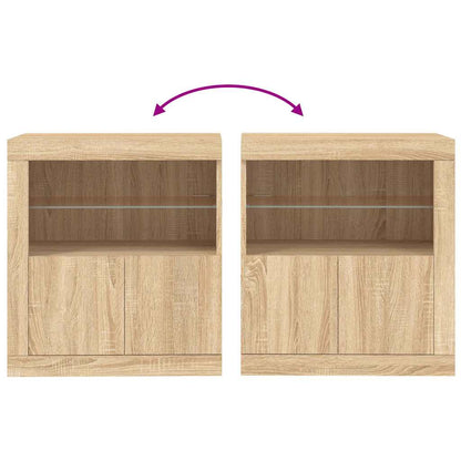 Sideboard with LED Lights Sonoma Oak 60,5x37x67 cm