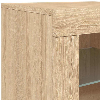 Sideboard with LED Lights Sonoma Oak 60,5x37x67 cm