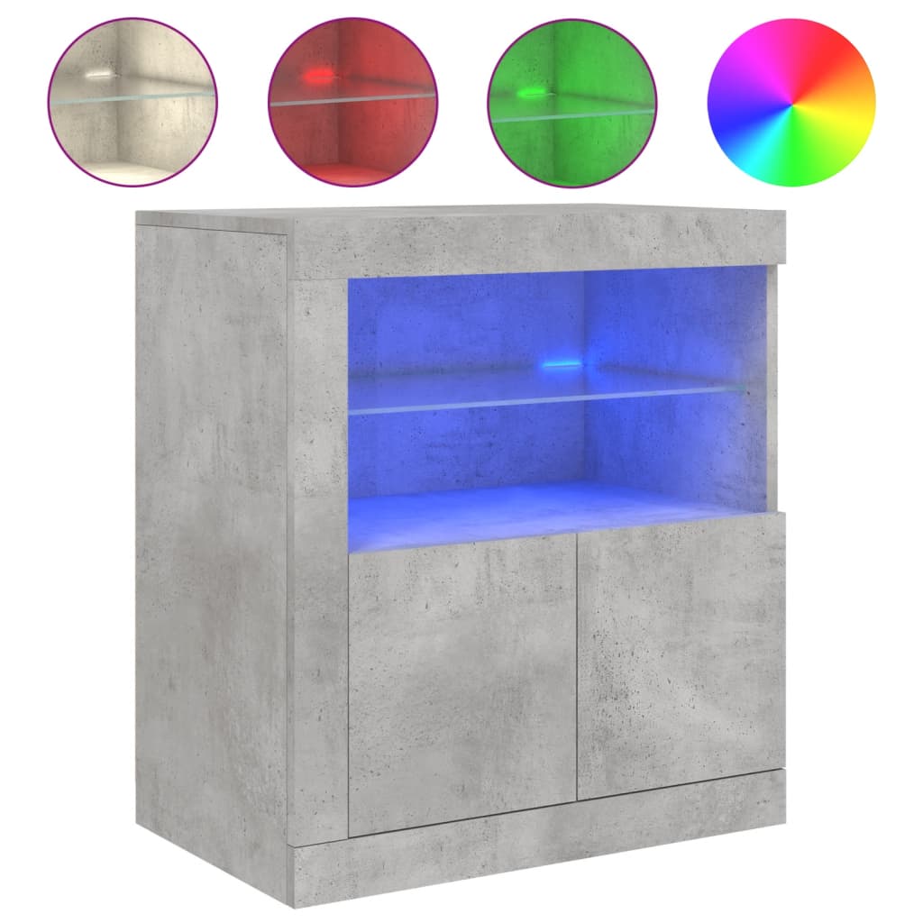 Sideboard with LED Lights Concrete Grey 60.5x37x67 cm