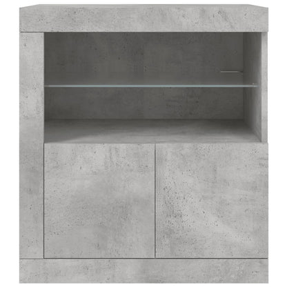 Sideboard with LED Lights Concrete Grey 60,5x37x67 cm