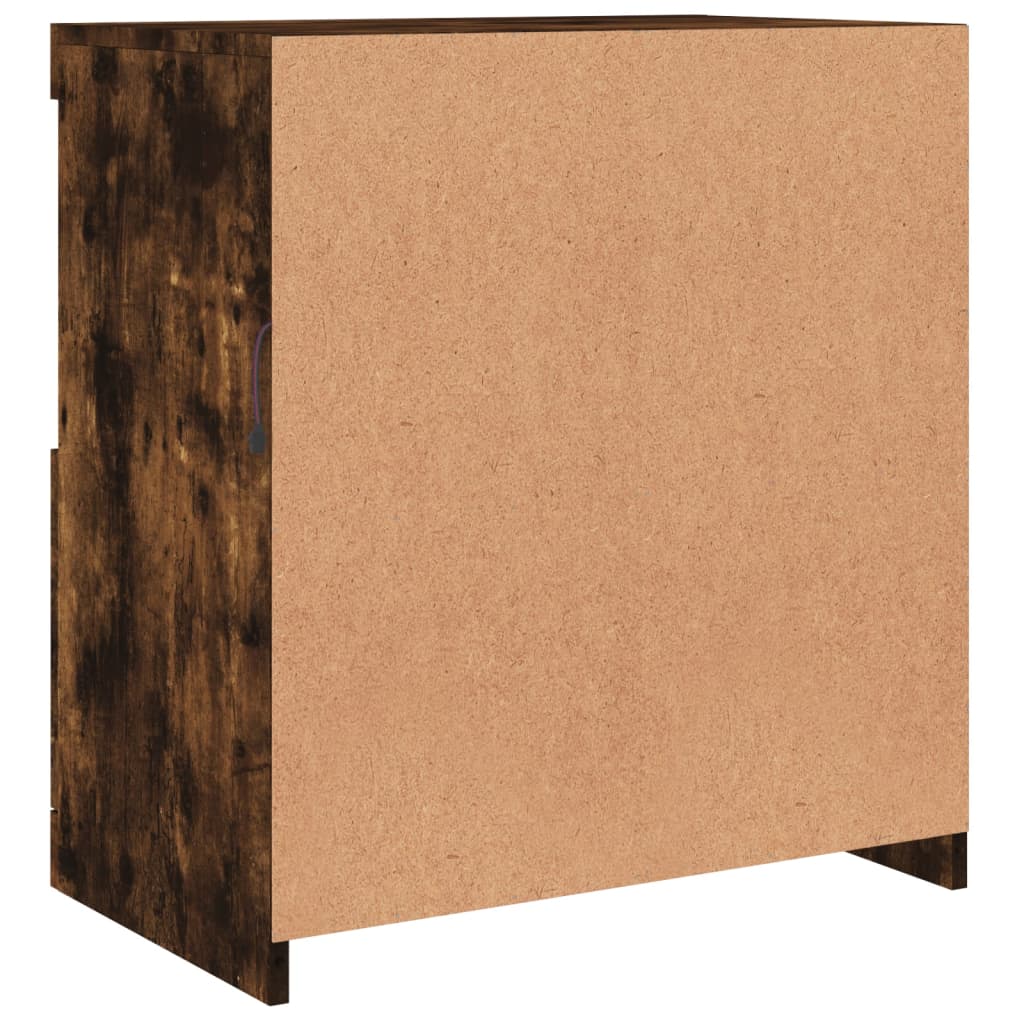 Sideboard with LED Lights Smoked Oak 60.5x37x67 cm
