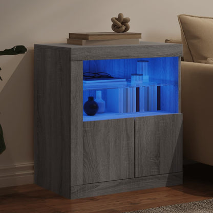 Sideboard with LED Lights Grey Sonoma 60.5x37x67 cm