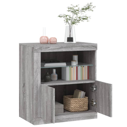Sideboard with LED Lights Grey Sonoma 60.5x37x67 cm