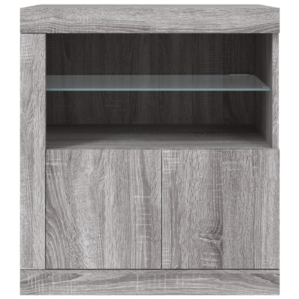 Sideboard with LED Lights Grey Sonoma 60.5x37x67 cm