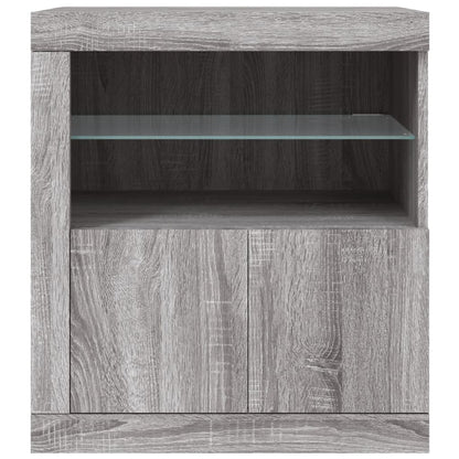 Sideboard with LED Lights Grey Sonoma 60.5x37x67 cm