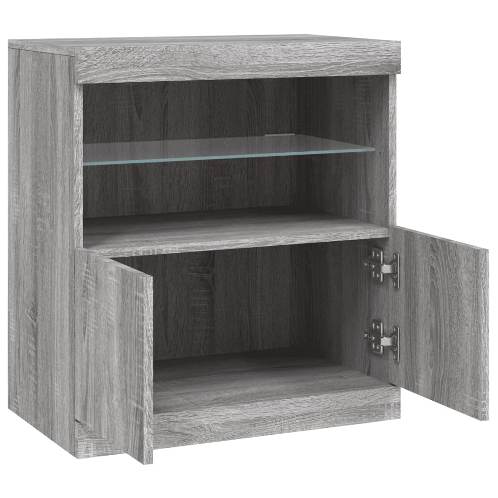 Sideboard with LED Lights Grey Sonoma 60.5x37x67 cm