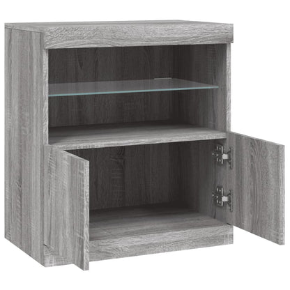 Sideboard with LED Lights Grey Sonoma 60.5x37x67 cm