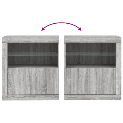 Sideboard with LED Lights Grey Sonoma 60.5x37x67 cm