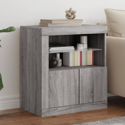 Sideboard with LED Lights Grey Sonoma 60,5x37x67 cm
