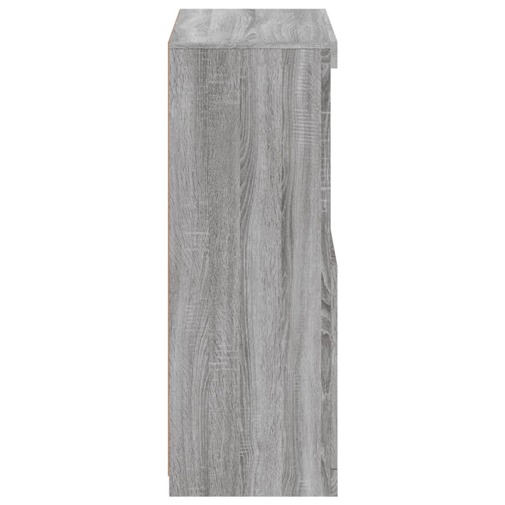 Side Cabinet with LED Lights Grey Sonoma Engineered Wood