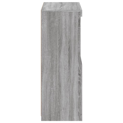 Side Cabinet with LED Lights Grey Sonoma Engineered Wood