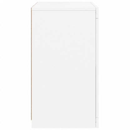 Side Cabinets with LED Lights 2 pcs White Engineered Wood