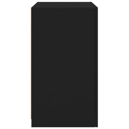 Side Cabinets with LED Lights 2 pcs Black Engineered Wood