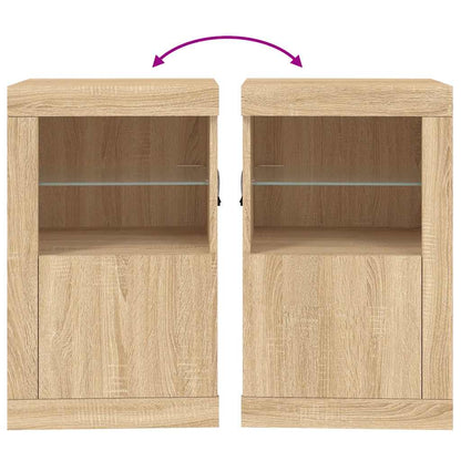 Side Cabinet with LED Lights Sonoma Oak Engineered Wood