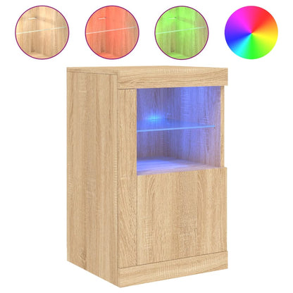 Side Cabinets with LED Lights 2 pcs Sonoma Oak Engineered Wood