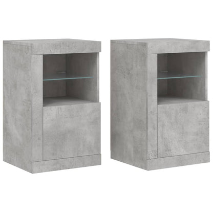 Side Cabinets with LED Lights 2 pcs Concrete Grey