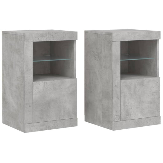 Side Cabinets with LED Lights 2 pcs Concrete Grey