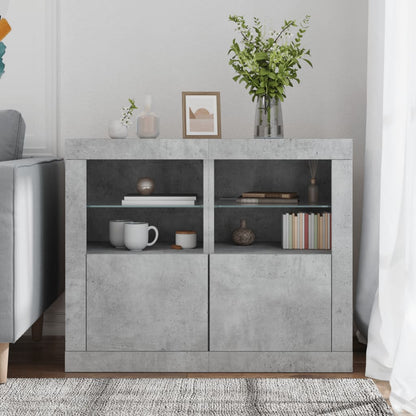 Side Cabinets with LED Lights 2 pcs Concrete Grey