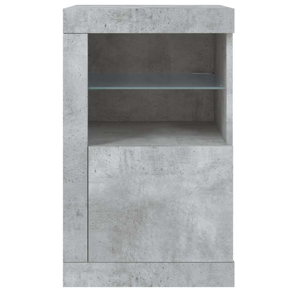 Side Cabinets with LED Lights 2 pcs Concrete Grey