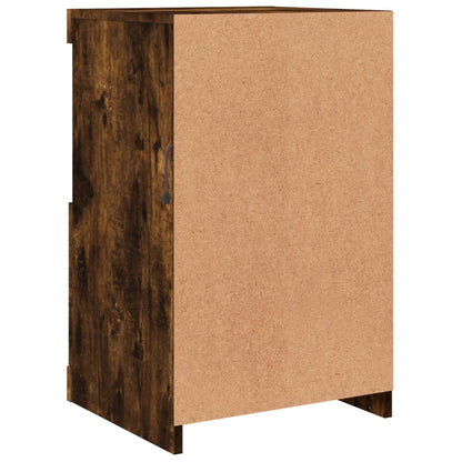 Side Cabinet with LED Lights Smoked Oak Engineered Wood