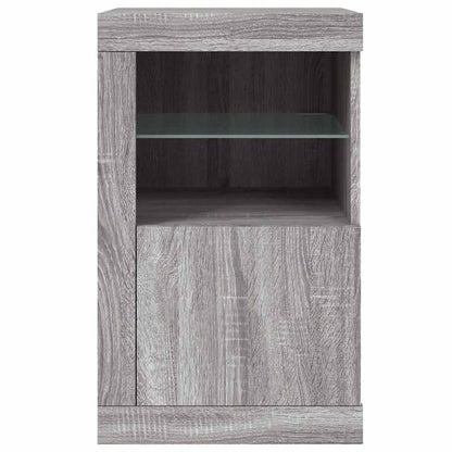 Side Cabinet with LED Lights Grey Sonoma Engineered Wood