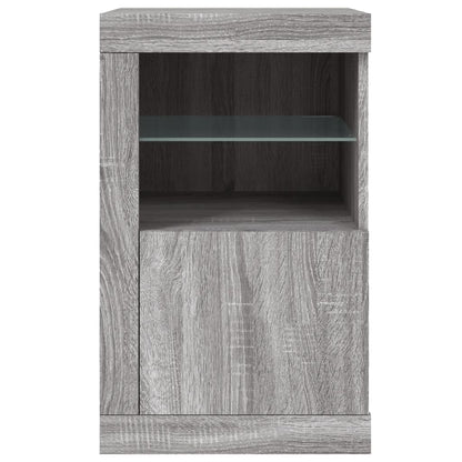 Side Cabinets with LED Lights 2 pcs Grey Sonoma Engineered Wood
