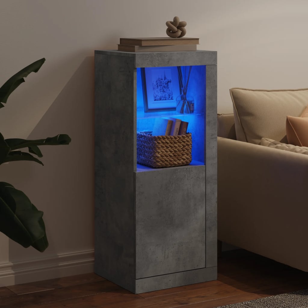Sideboard with LED Lights Concrete Grey 41x37x100 cm