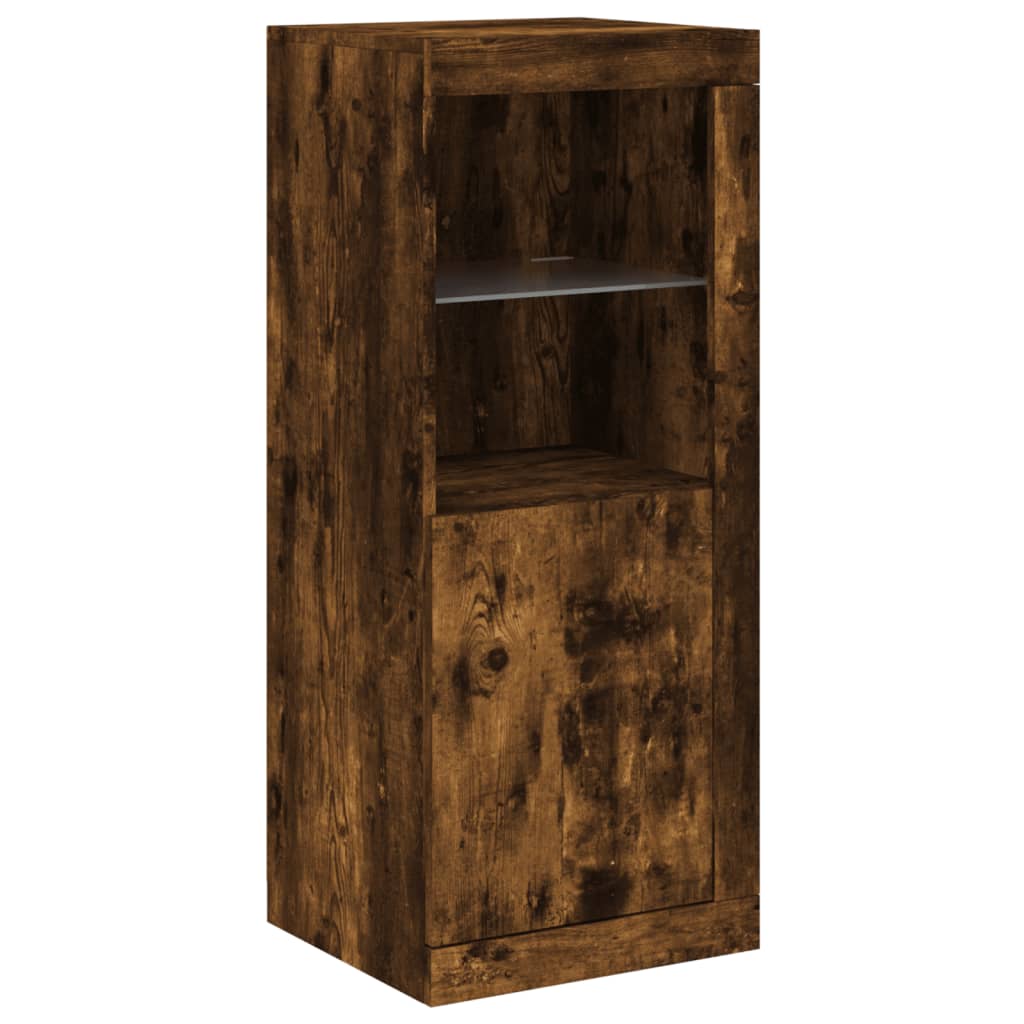Sideboard with LED Lights Smoked Oak 41x37x100 cm
