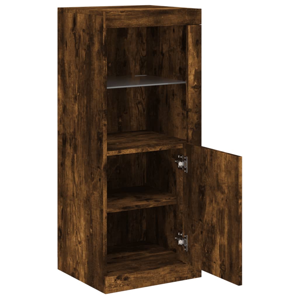 Sideboard with LED Lights Smoked Oak 41x37x100 cm