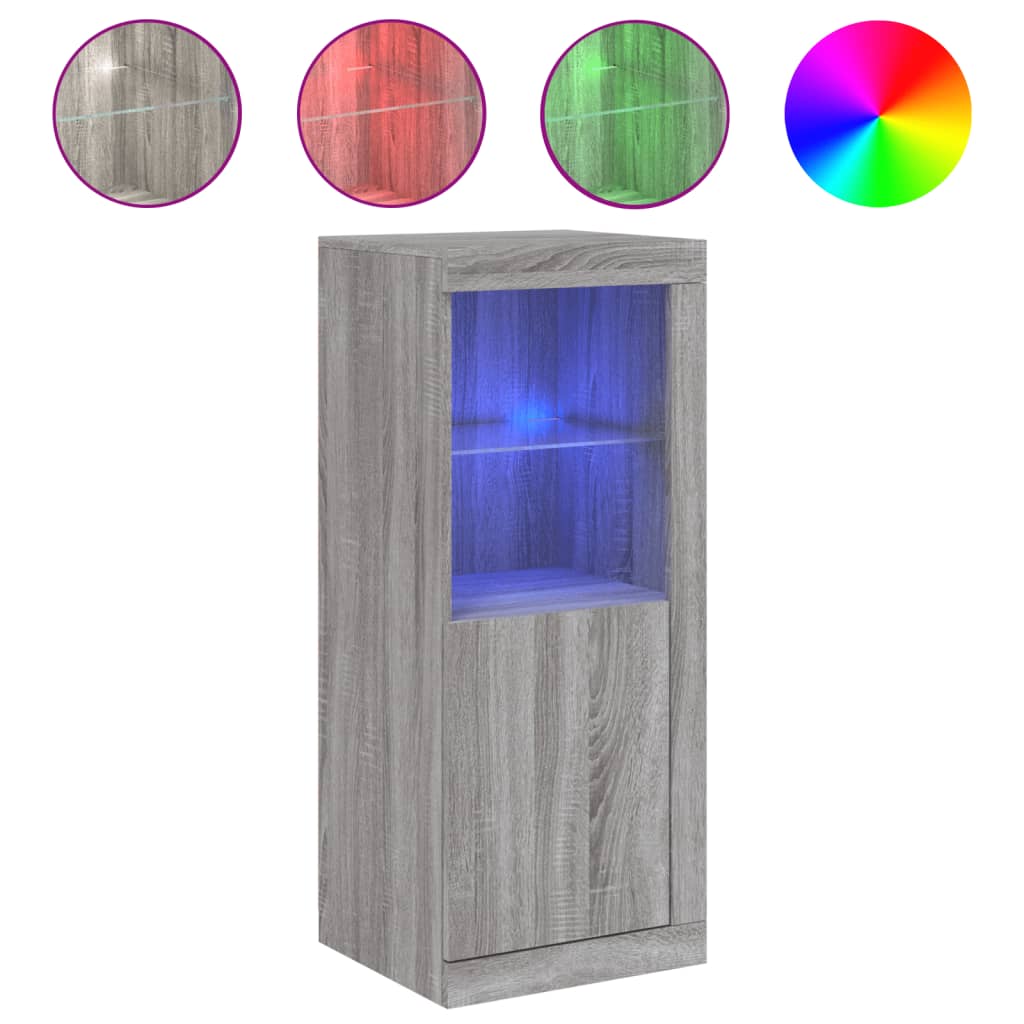 Sideboard with LED Lights Grey Sonoma 41x37x100 cm