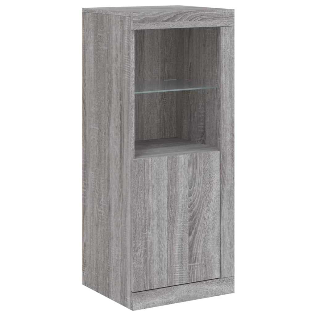 Sideboard with LED Lights Grey Sonoma 41x37x100 cm