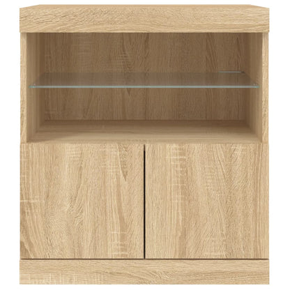 Sideboard with LED Lights Sonoma Oak 60x37x67 cm